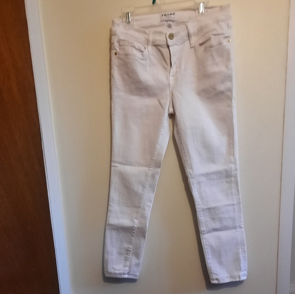 Frame Denim Le Skinny de Jeanne Crop White Skinny Jeans - Picture 3 of 14